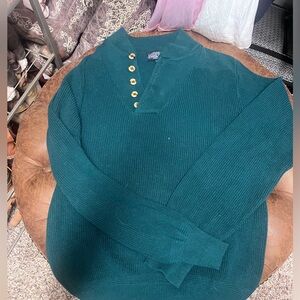 Men's Green Sweater with Button Detail